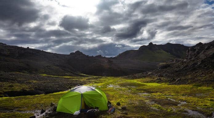 A tourist (hopefully) wild camping legally in Iceland